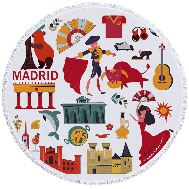 Cool Pattern Beach Towels of Madrid Spain Attractions