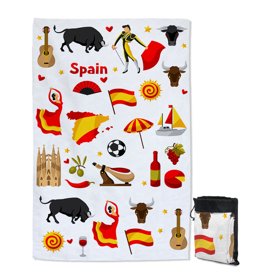 Cool Pattern Microfiber Towels For Travel with Spain Attractions