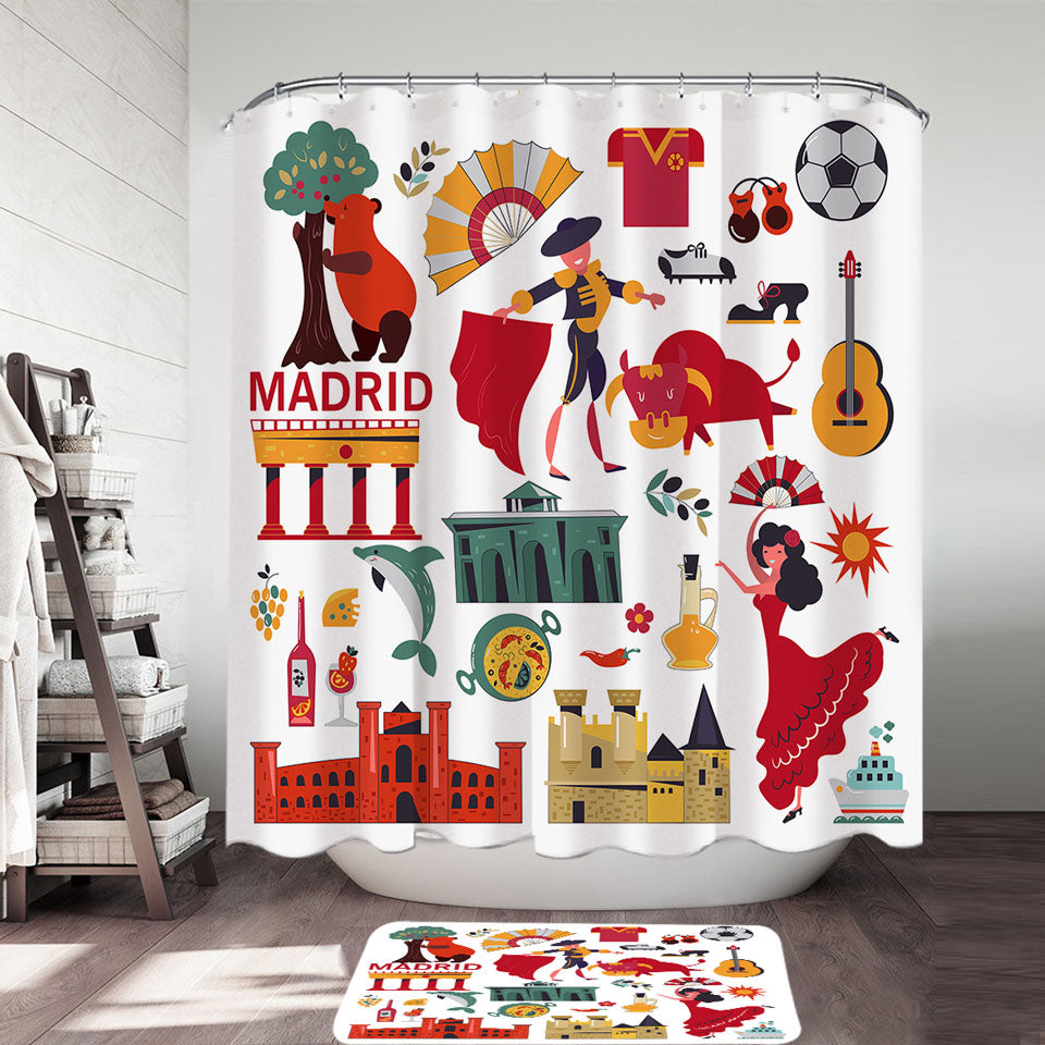 Cool Pattern Shower Curtains of Madrid Spain Attractions