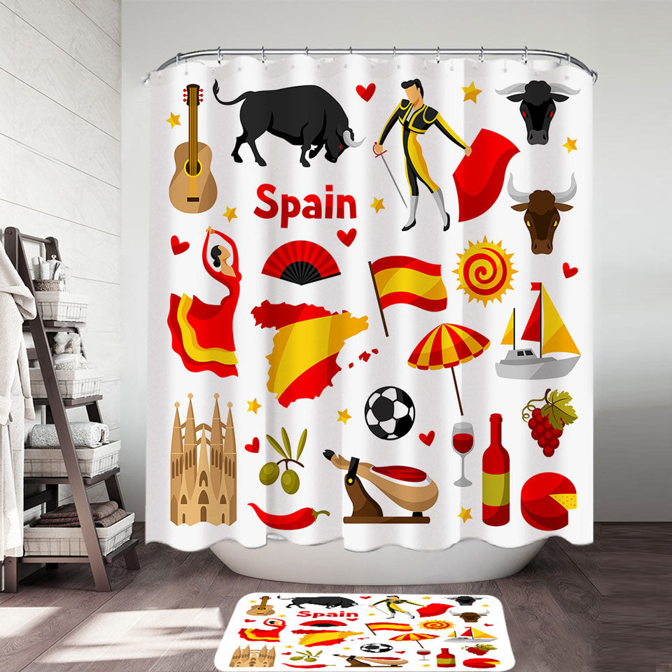 Cool Pattern Shower Curtains with Spain Attractions