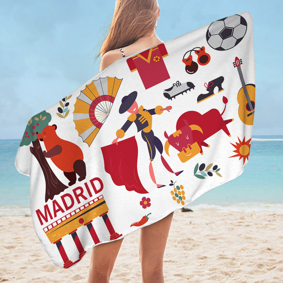 Cool Pattern Swims Towel of Madrid Spain Attractions