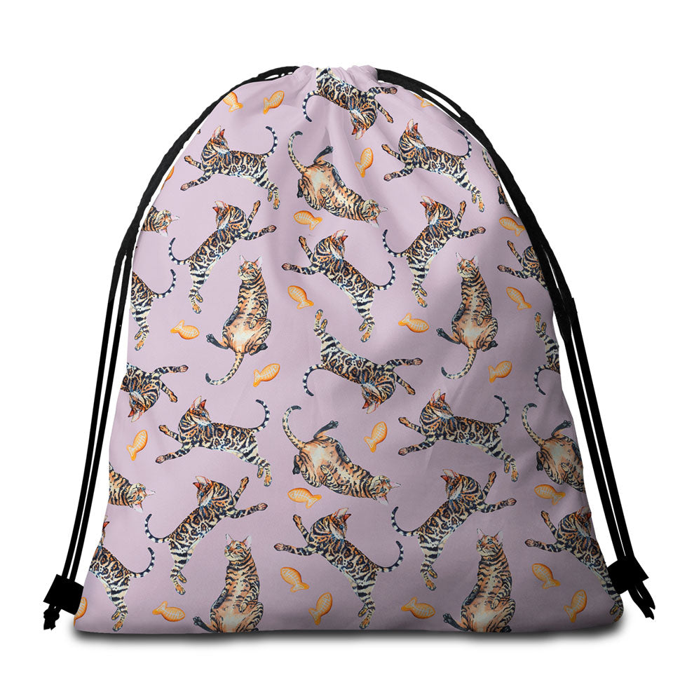 Cool Pattern Tiger Cat Beach Bags and Towels