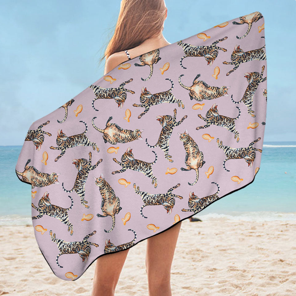 Cool Pattern Tiger Cat Microfibre Beach Towels
