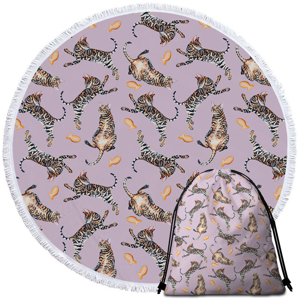 Cool Pattern Tiger Cat Round Beach Towel