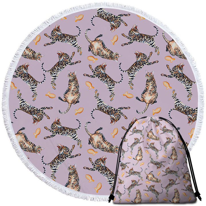 Cool Pattern Tiger Cat Round Beach Towel