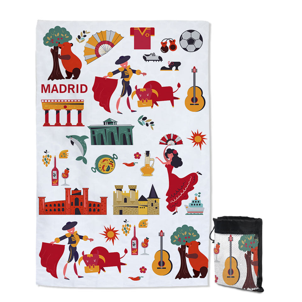 Cool Pattern Travel Beach Towel of Madrid Spain Attractions