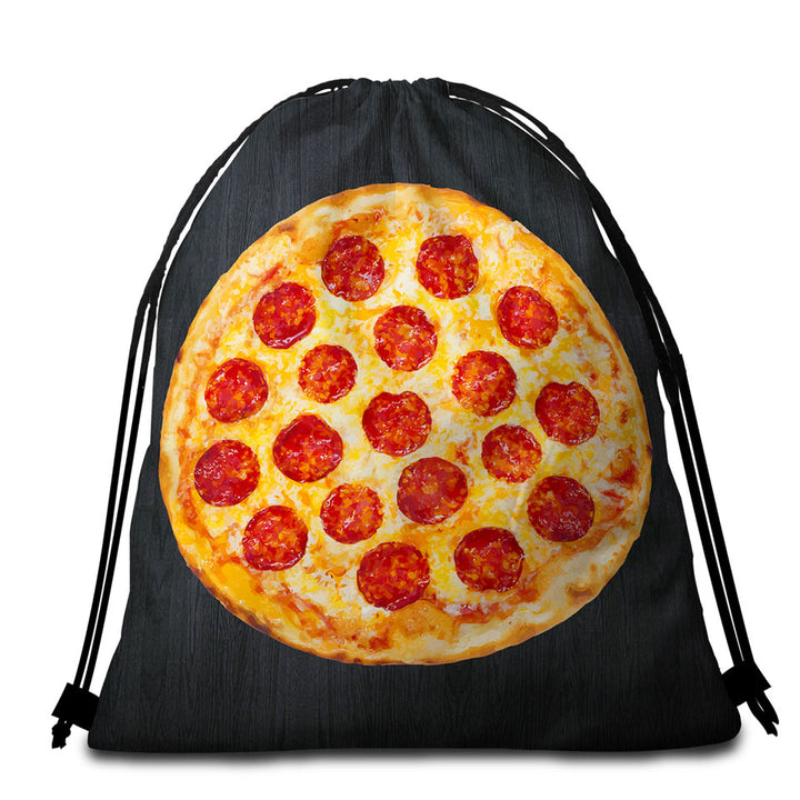 Cool Pepperoni Pizza Beach Towel Bags
