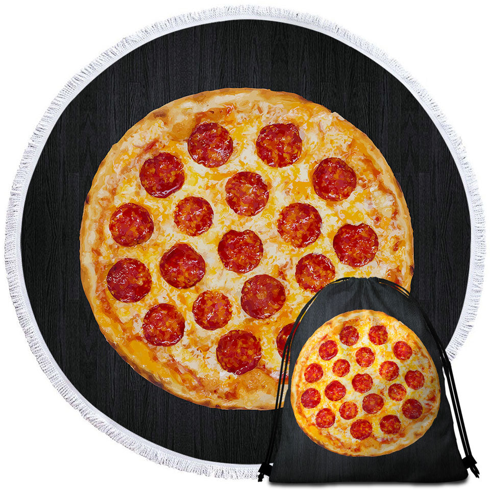 Cool Pepperoni Pizza Beach Towels for Guys