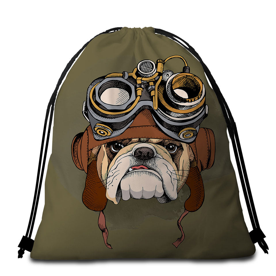 Cool Pilot Bulldog Beach Towel Bags