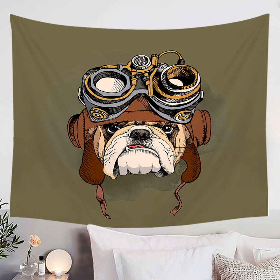 Cool Pilot Bulldog Tapestry