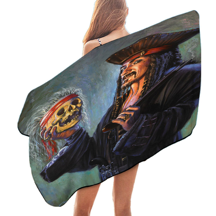 Cool Pirate Beach Towels Captain Painting Blackbeards Trophy