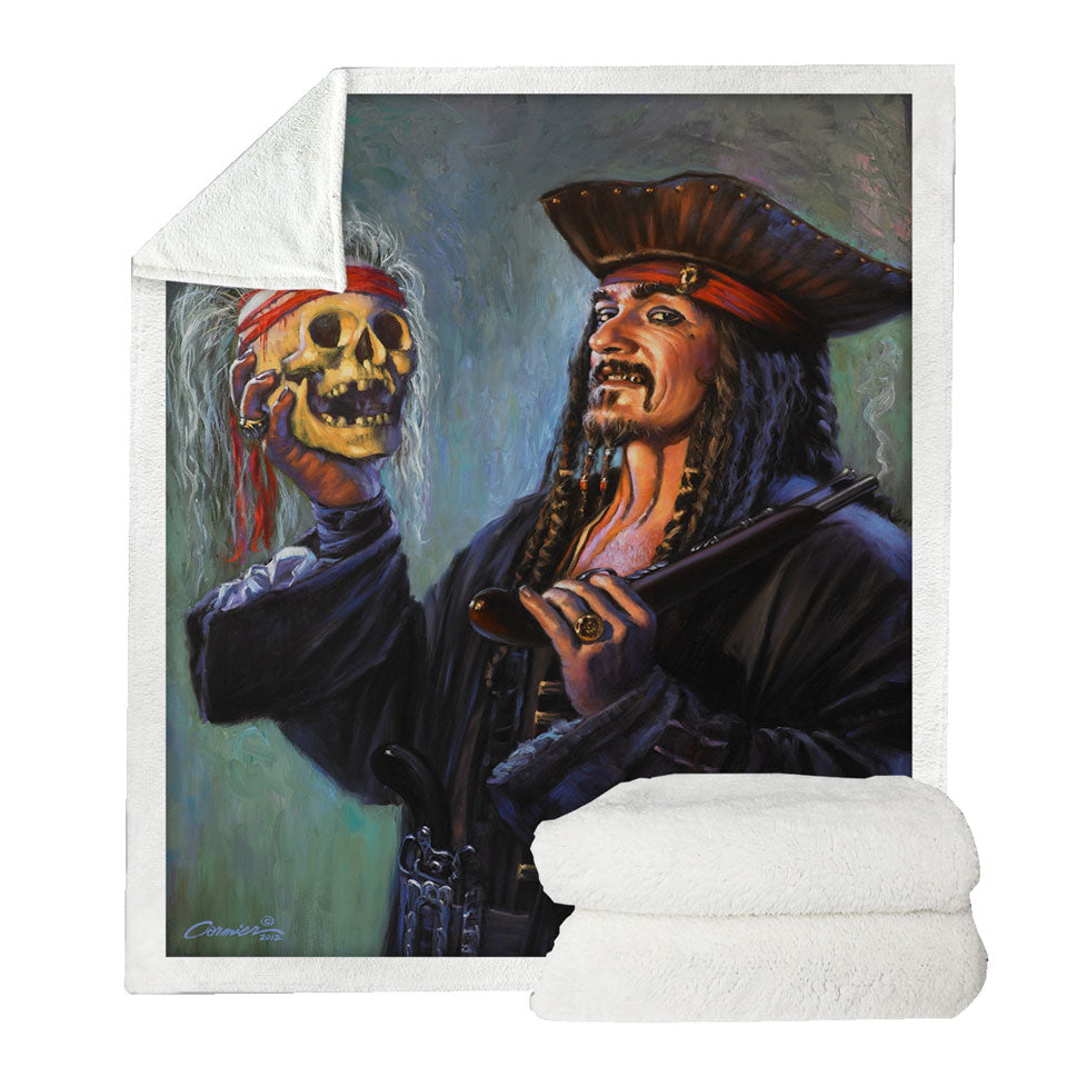 Cool Pirate Fleece Blankets Captain Painting Blackbeards Trophy