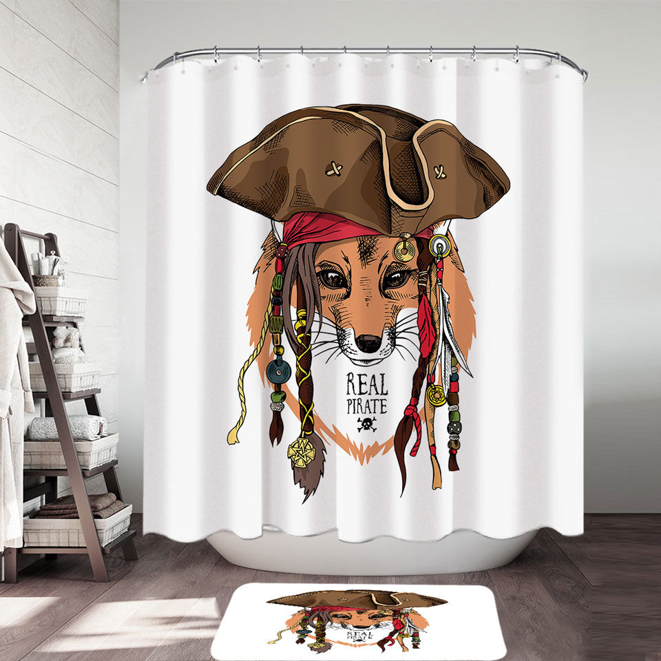 Cool Pirate Fox Shower Curtains for Boys
