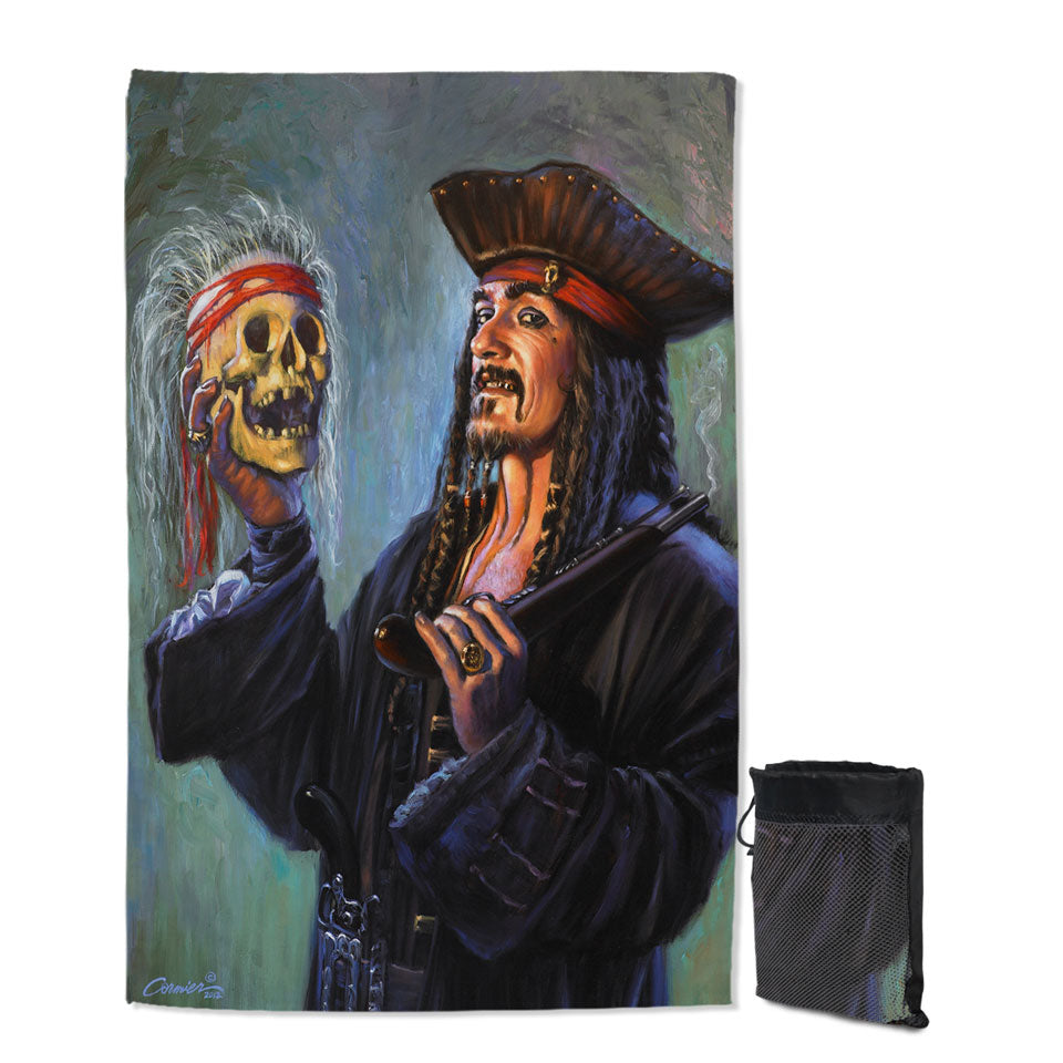 Cool Pirate Lightweight Beach Towel Captain Painting Blackbeards Trophy