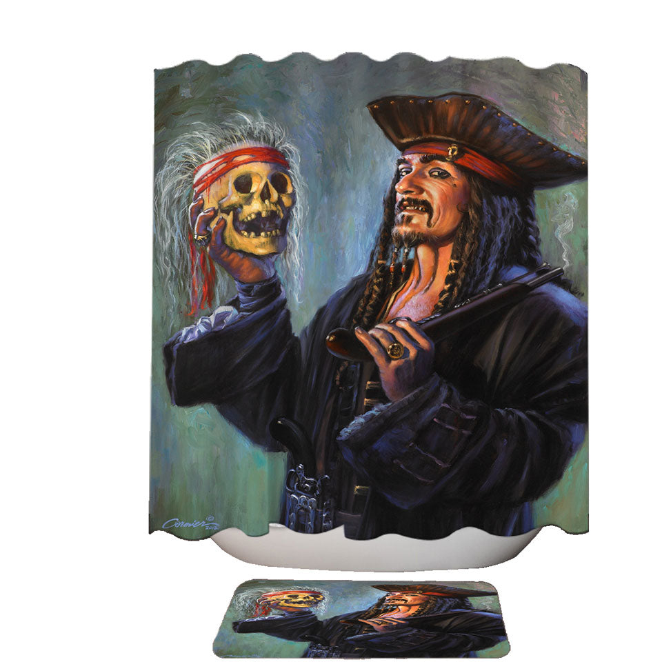 Cool Pirate Shower Curtains Captain Painting Blackbeards Trophy