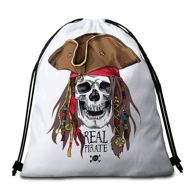 Cool Pirate Skull Beach Towel Bags for Men
