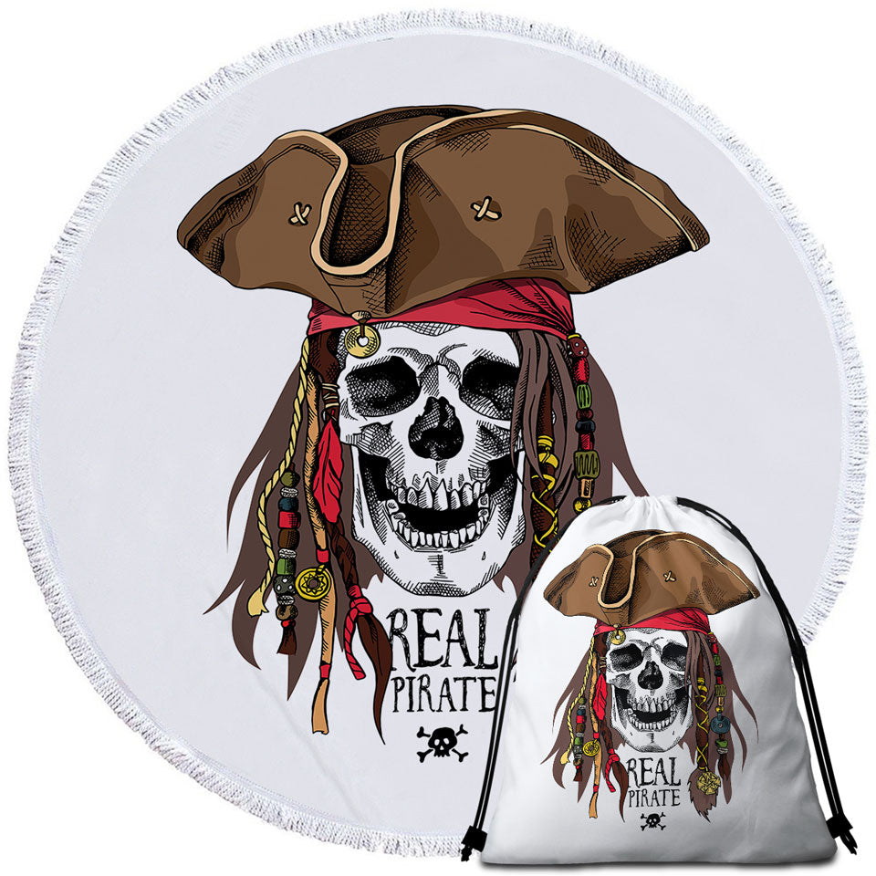 Cool Pirate Skull Circle Beach Towel for Men