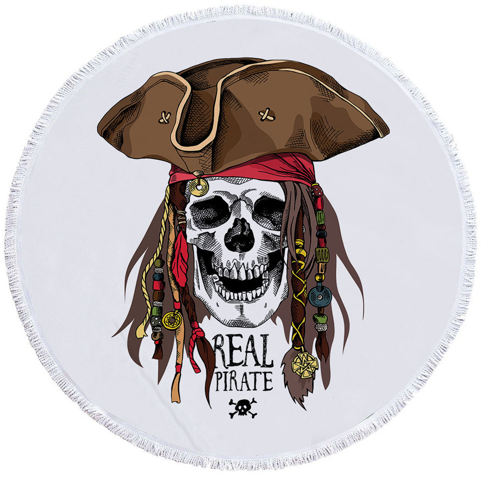 Cool Pirate Skull Round Beach Towel
