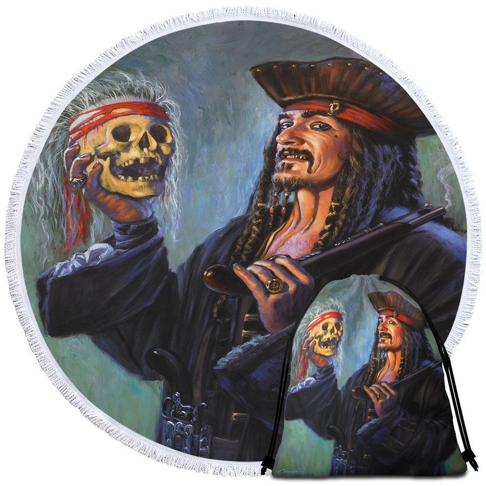 Cool Pirate Unique Beach Towels Captain Painting Blackbeards Trophy