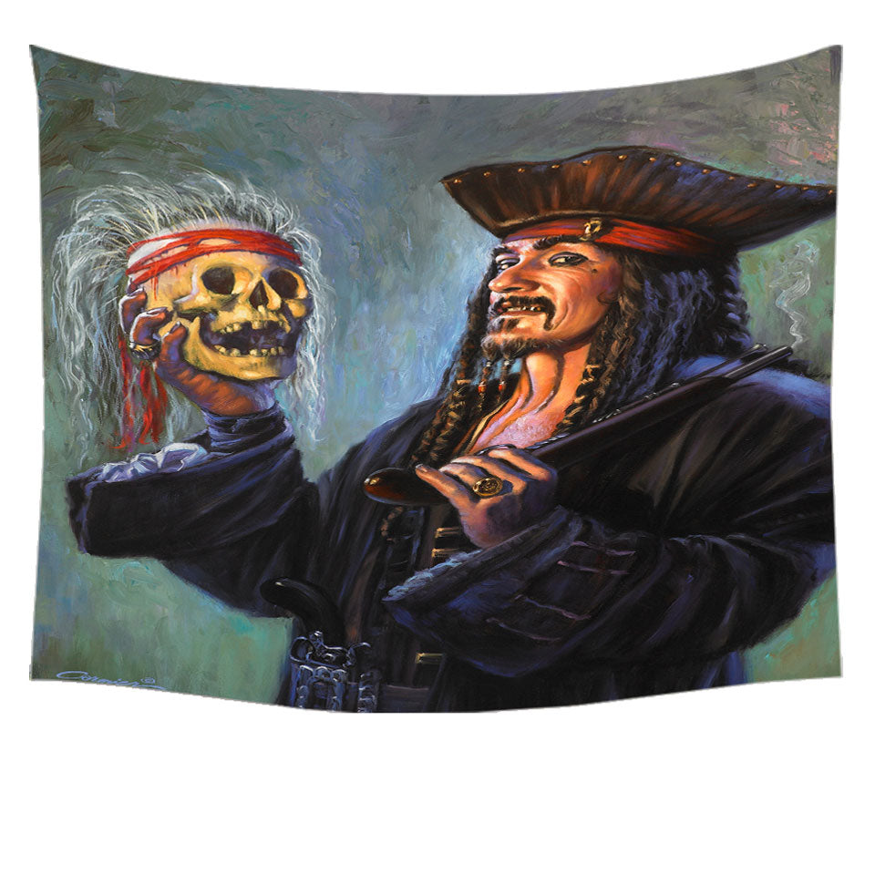Cool Pirate Wall Decor Captain Painting Blackbeards Trophy Tapestry