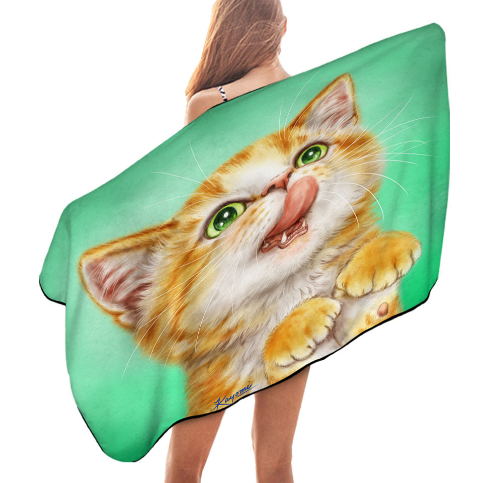 Cool Pool Towels The Hungry Ginger Kitten Cute Cats Art
