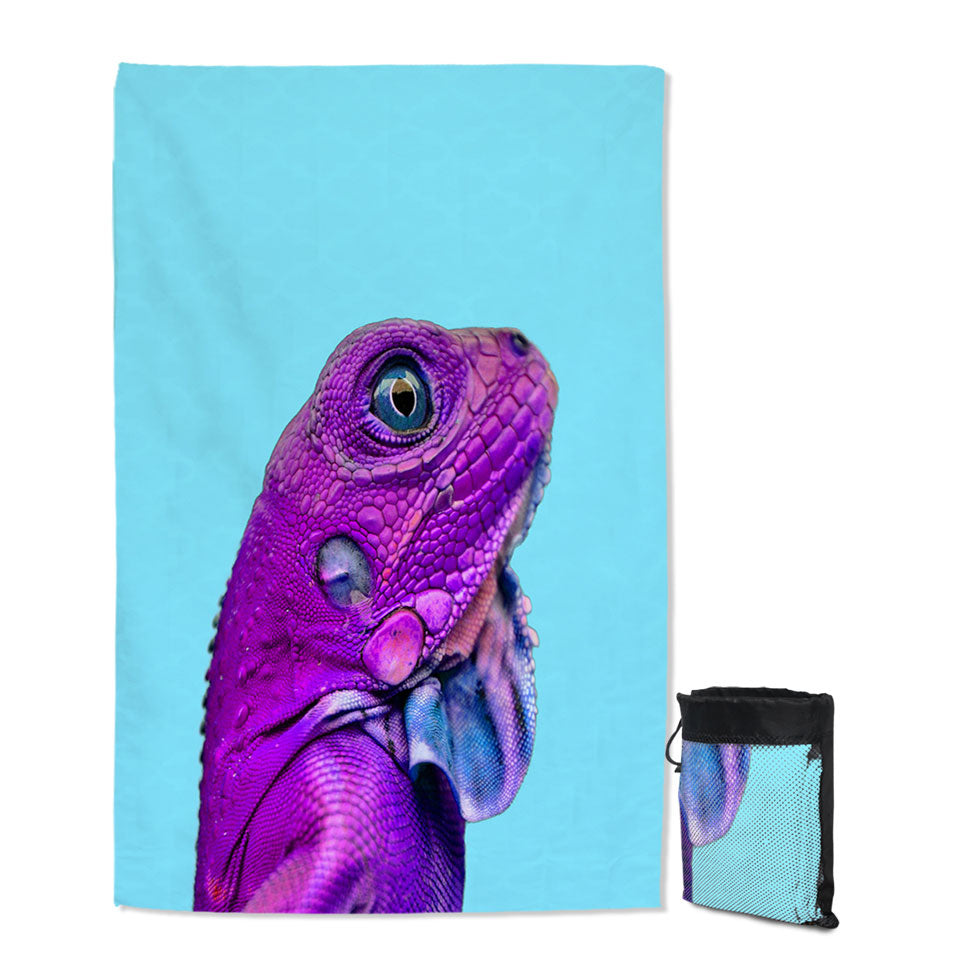 Cool Purple Dragon Lizard Beach Towels