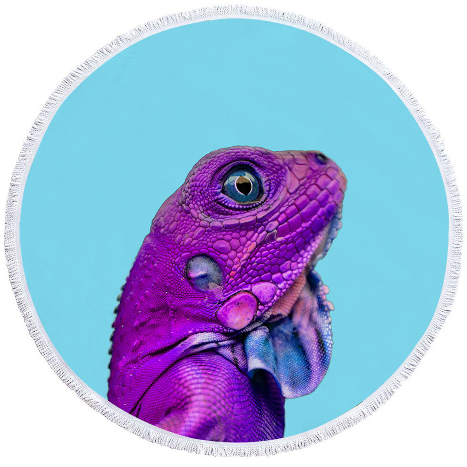 Cool Purple Dragon Lizard Round Beach Towel