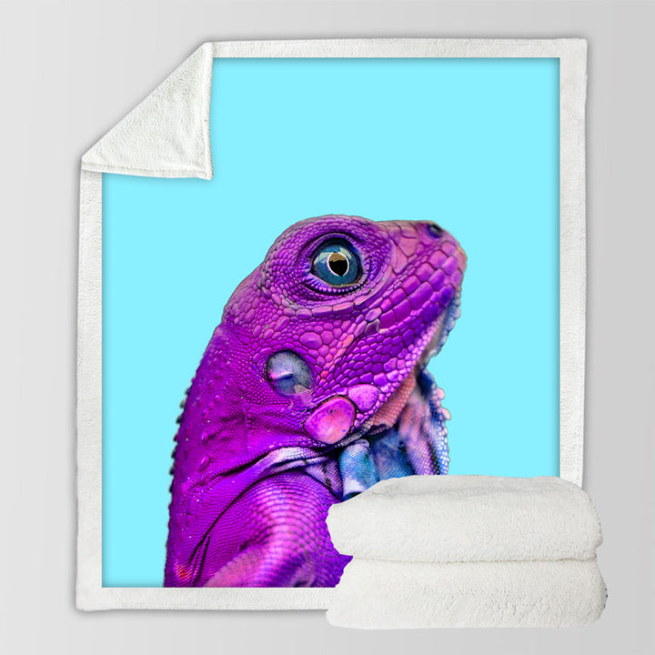 Cool Purple Dragon Lizard Sherpa Blanket