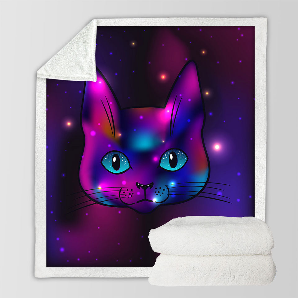 Cool Purple Space Cat Sofa Blankets