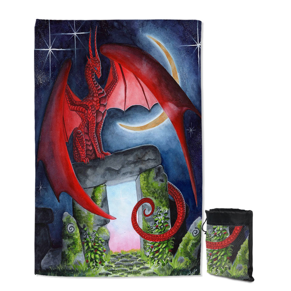 Cool Quick Dry Beach Towel Watcher at the Morning Gate the Night Dragon