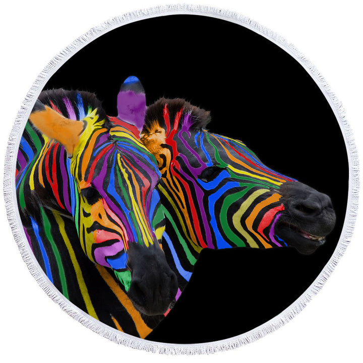 Cool Rainbow Striped Zebras Big Beach Towels