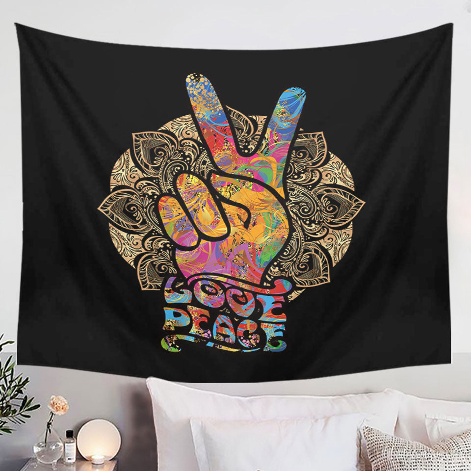 Cool Retro Tapestry Love Peace