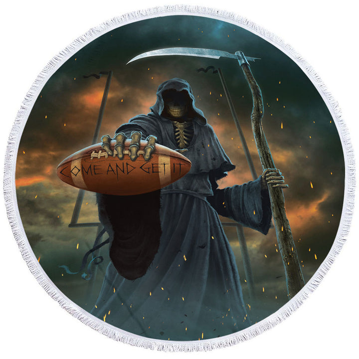 Cool Round Towel Dark Art Football Coach vs Angel of Death
