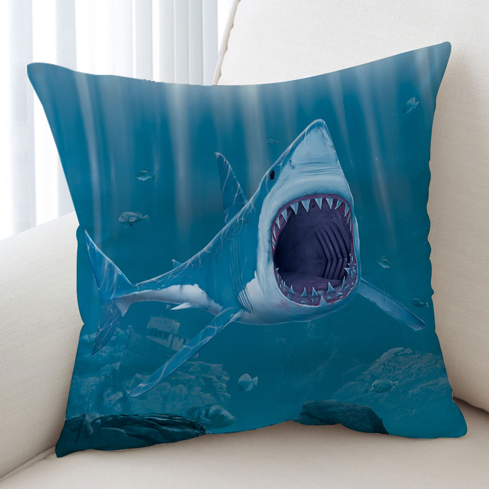 Cool Scary Cushion Covers Marine life Art Shark Bite Cushion