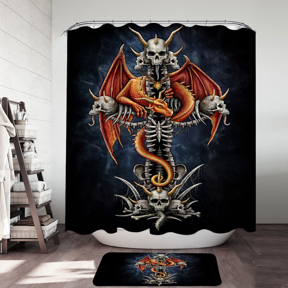 Cool Scary Shower Curtains Fantasy Skulls Dragons Cross Shower Curtain
