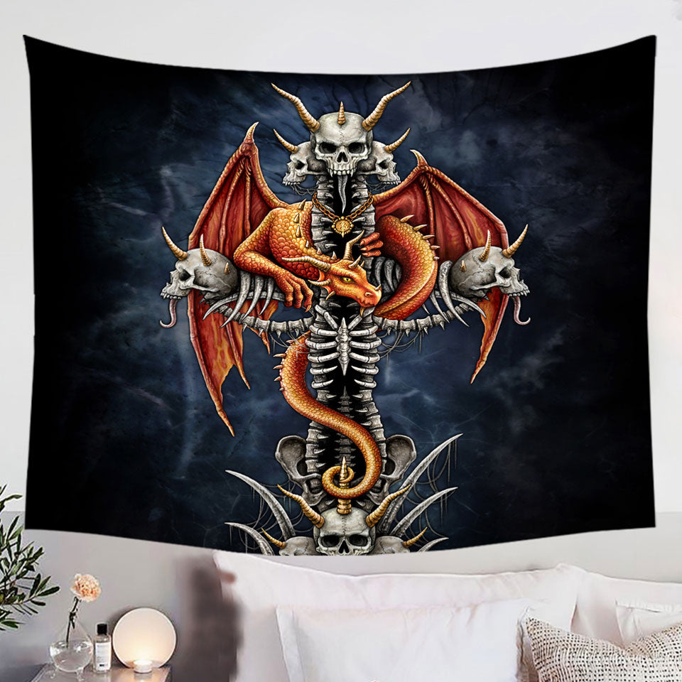 Cool-Scary-Wall-Decor-Fantasy-Skulls-Dragons-Cross-Tpaestry
