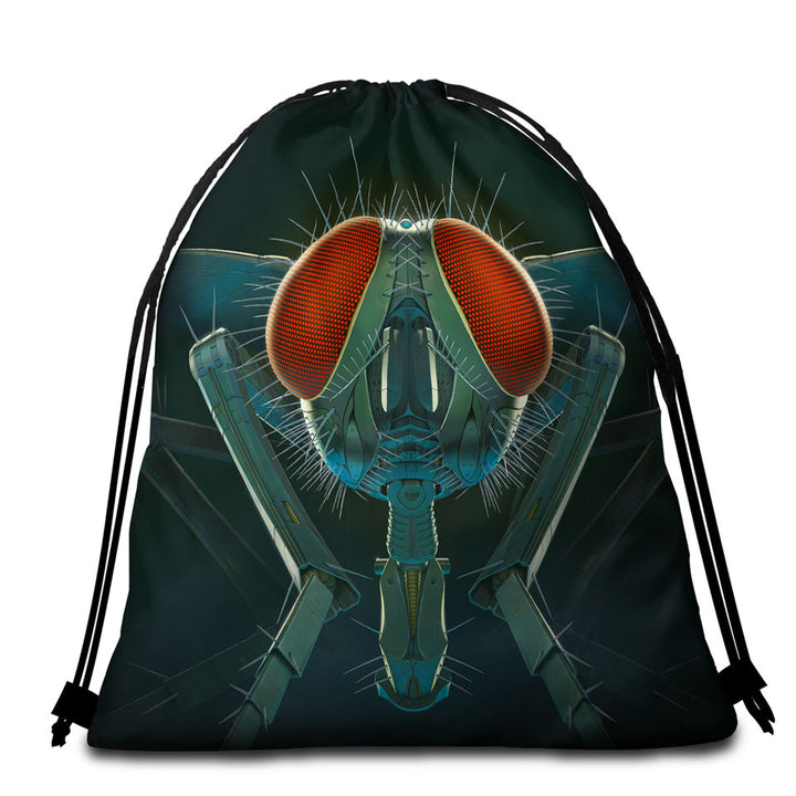 Cool Science Fiction Art Metal Fly Beach Bags and Towels