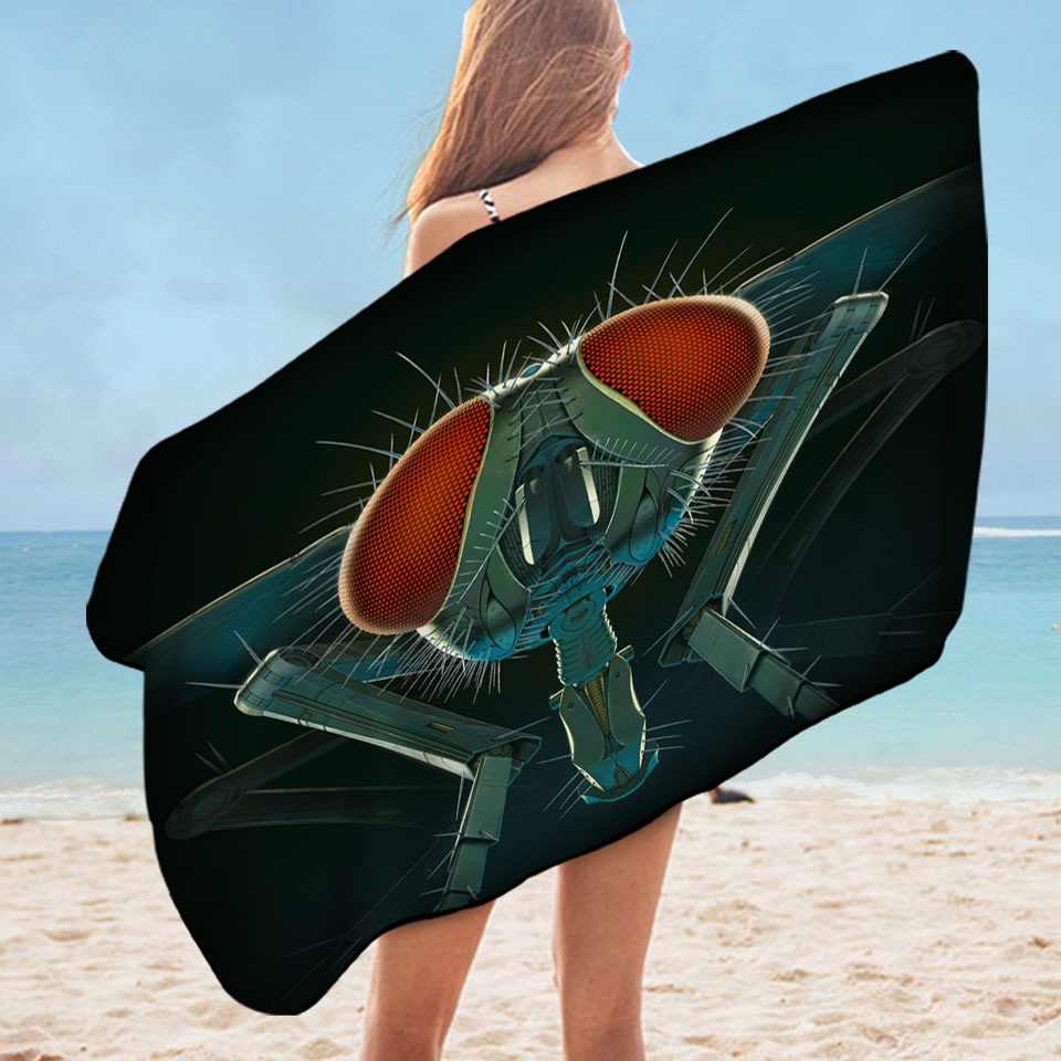 Cool Science Fiction Art Metal Fly Microfiber Beach Towel