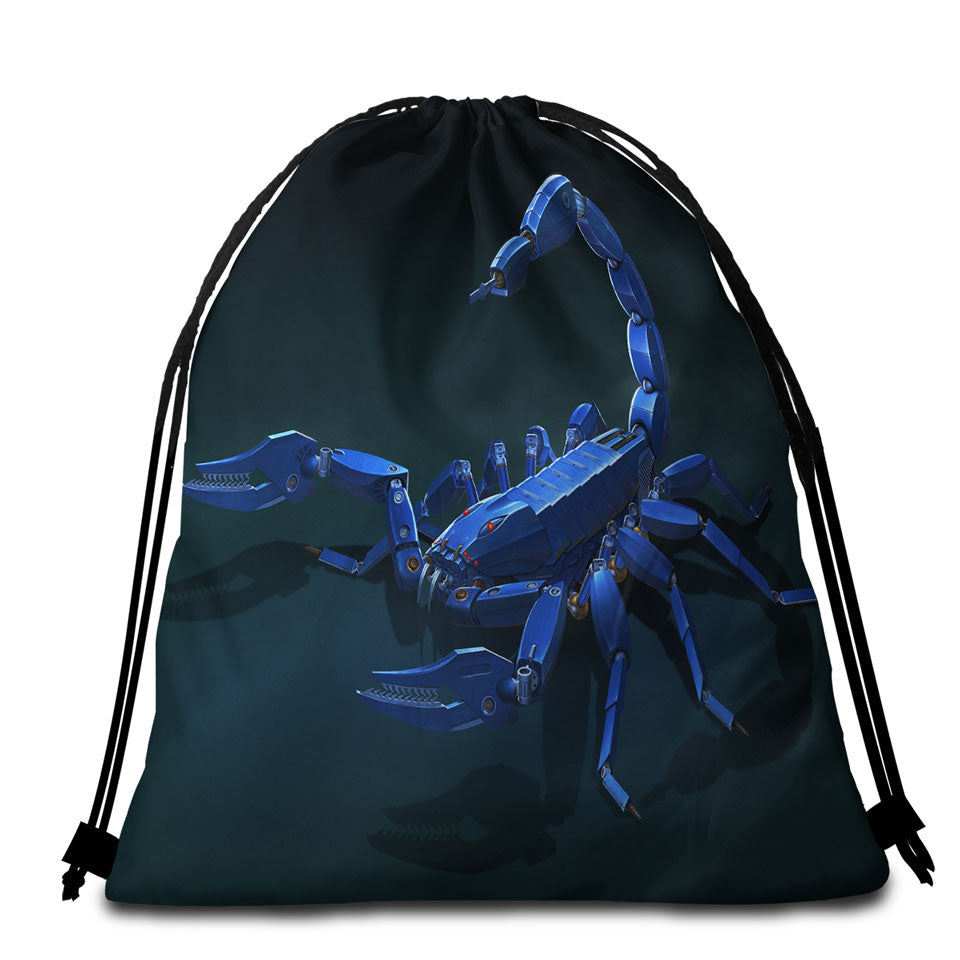 Cool Science Fiction Art Metal Scorpion Beach Bags and Towels