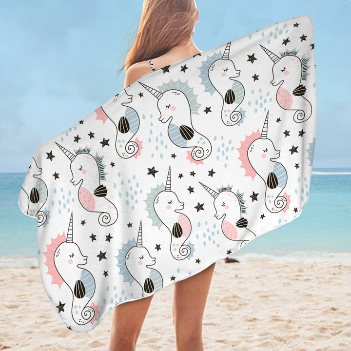Cool Seahorse Unicorns Cute Beach Towels