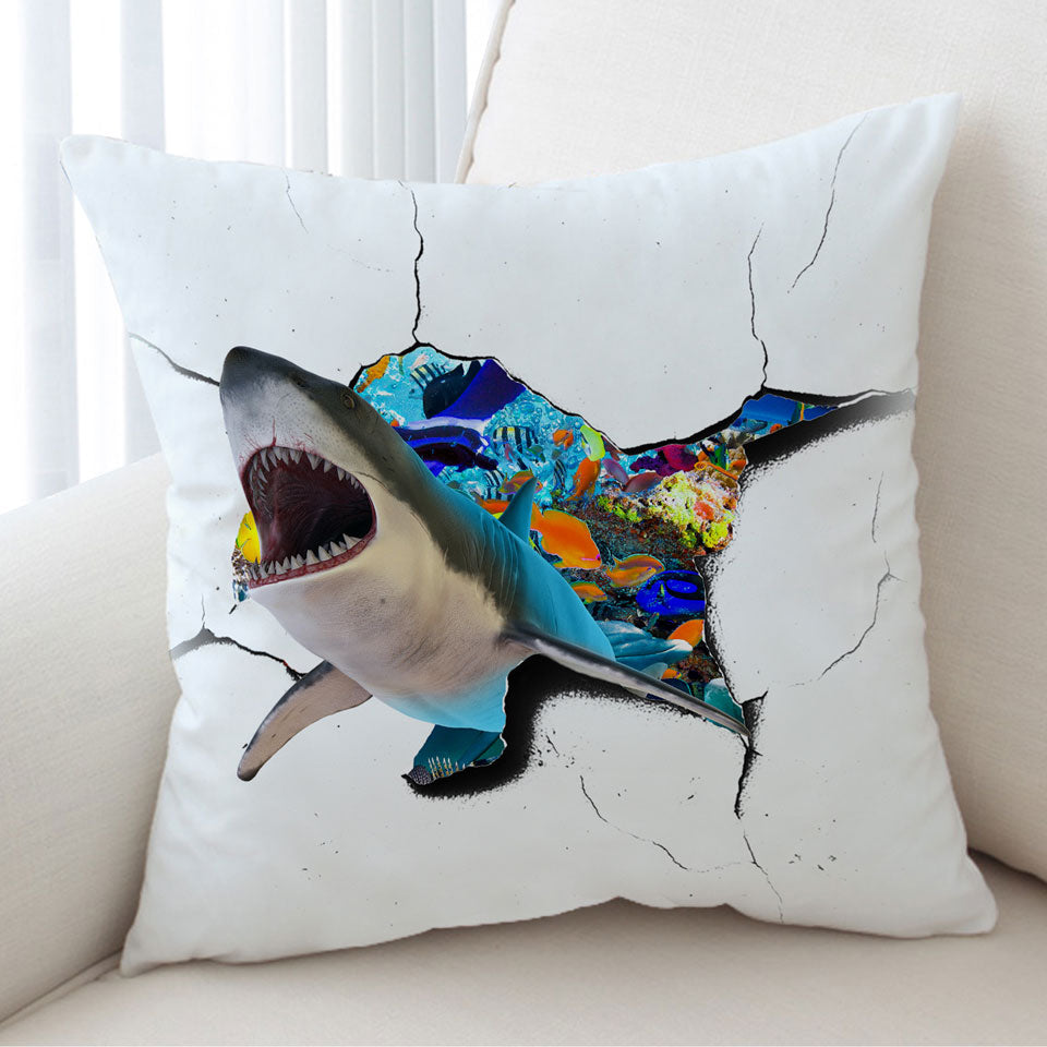 Cool Shark Cushion Covers Cracked Wall