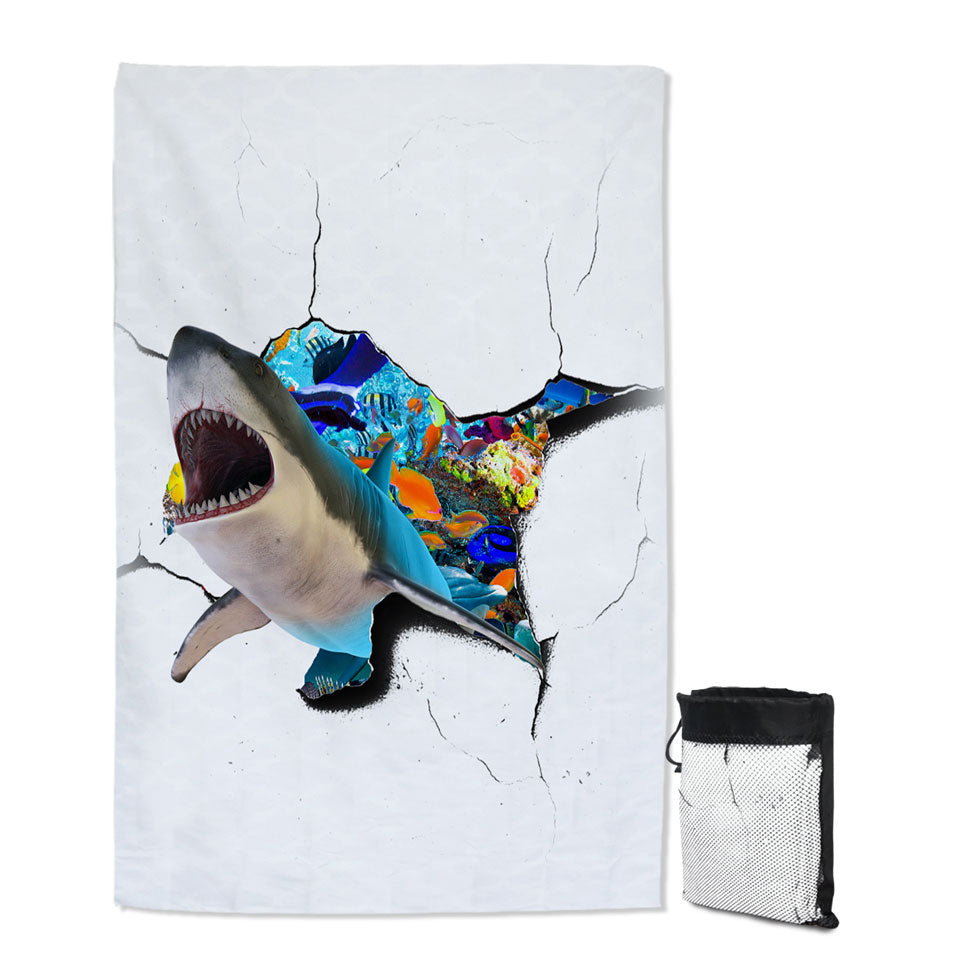 Cool Shark Lightweight Beach Towel Cracked Wall