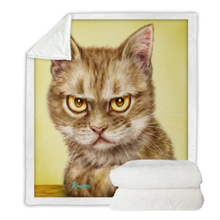 Cool Sherpa Blanket Cats Art Serious Kitten