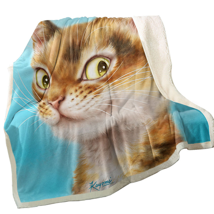 Cool Sherpa Blankets Cats Drawings Flirtatious Ginger Kitty