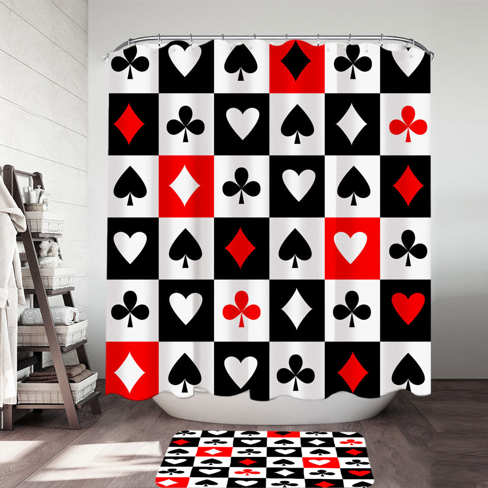 Cool Shower Curtains Clubs Diamonds Hearts Spades Cards Symbols