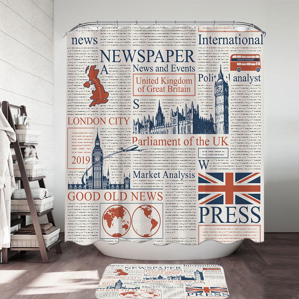 Cool Shower Curtains UK Newspaper