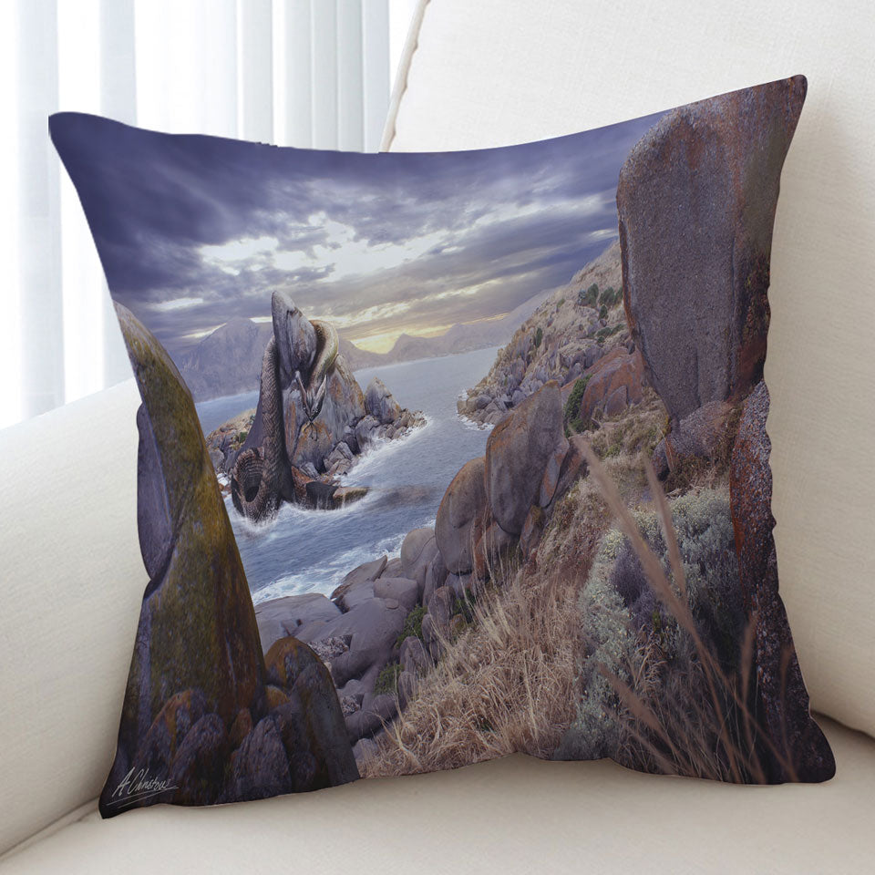 Cool Snake Dragon Monster on the Beach Decorative Cushions