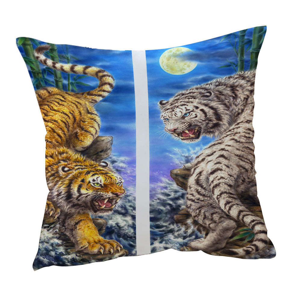 Cool Sofa Cushions and Pillows Yin and Yang Orange Tiger vs White Tiger