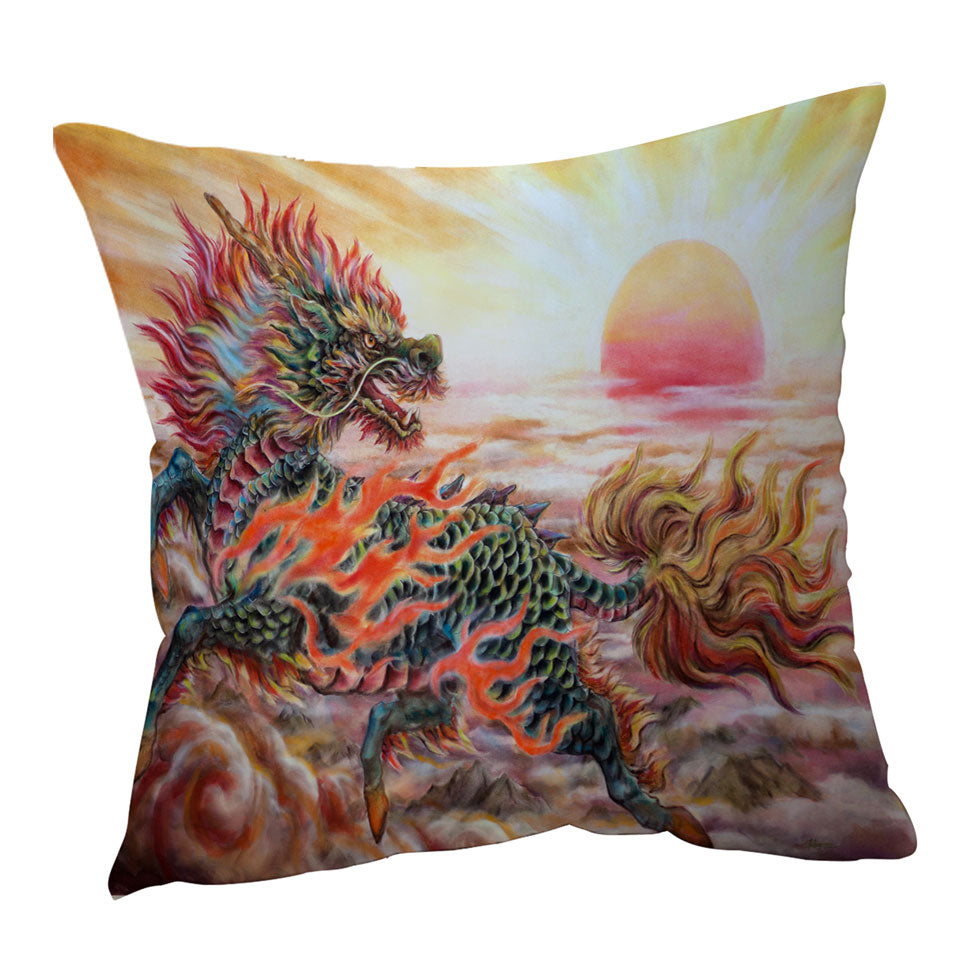 Cool Sofa Pillows Fantasy Art Sun Fire Kirin