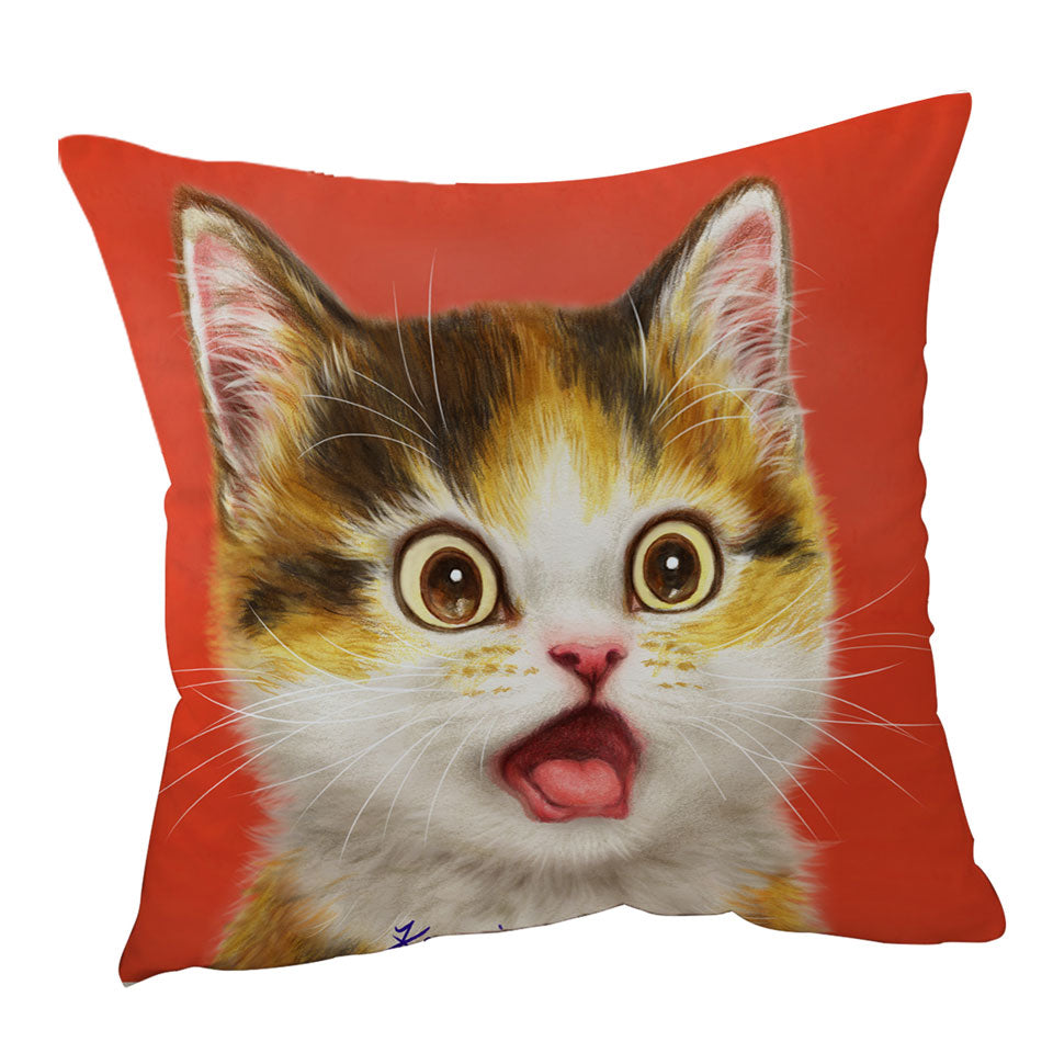 Cool Sofa Pillows Surprised Cute Kitten Cat